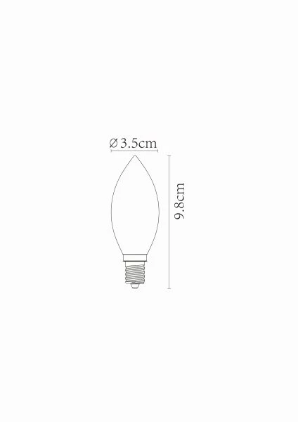 Lucide C35 - Filament lamp - Ø 3,5 cm - LED Dimb. - E14 - 1x4W 2700K - Transparant - technisch